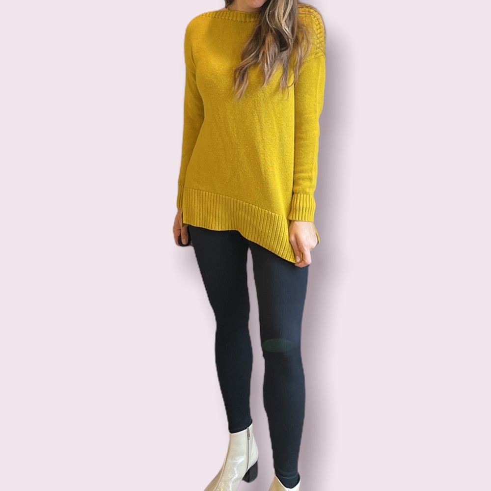 LOFT ribbed knit sweater, mustard/gold